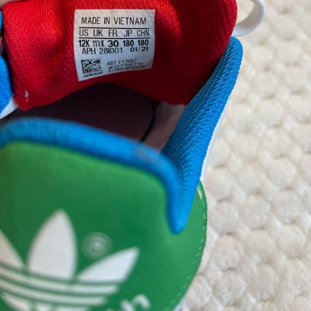 Adidas Kids' Green and Blue Sneakers